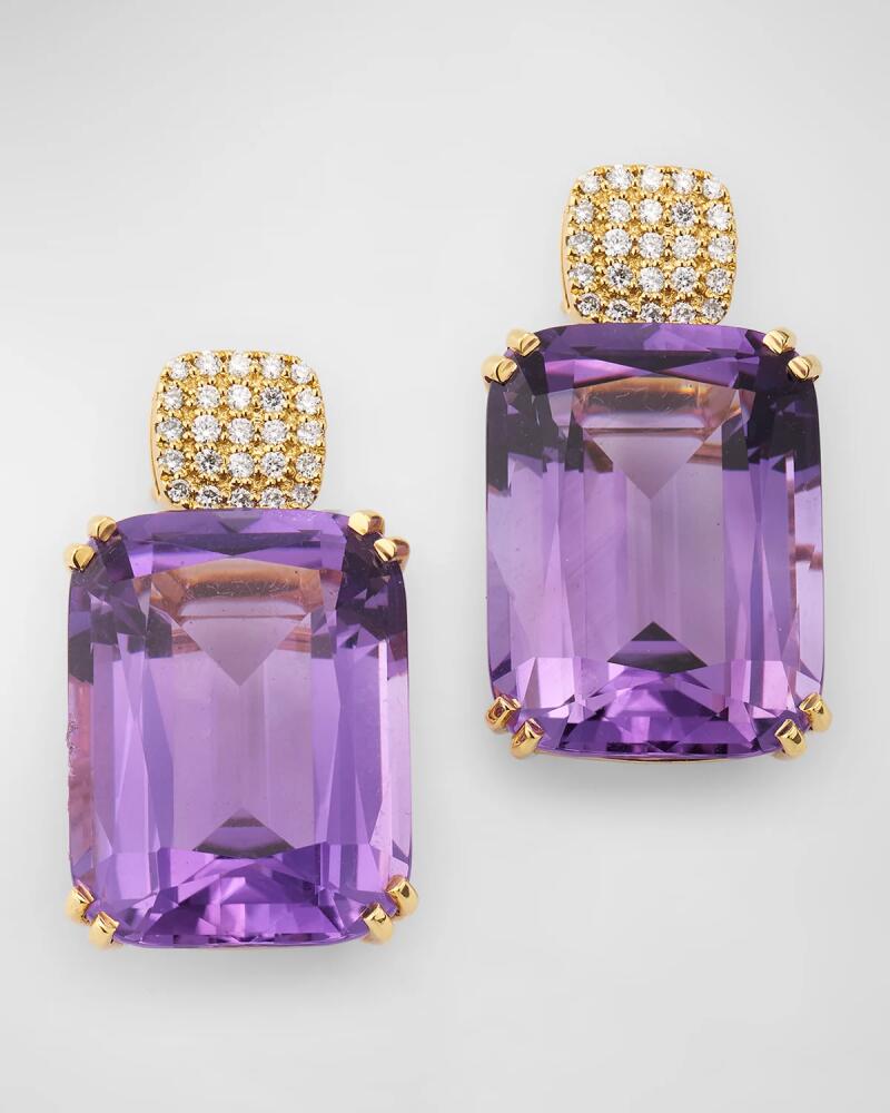 Goshwara Gossip Amethyst Cushion Earrings with Diamonds Cover