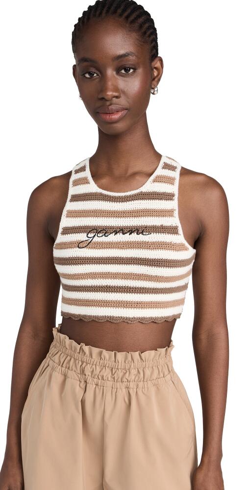 GANNI Crochet Racerback Top Copper Brown Cover