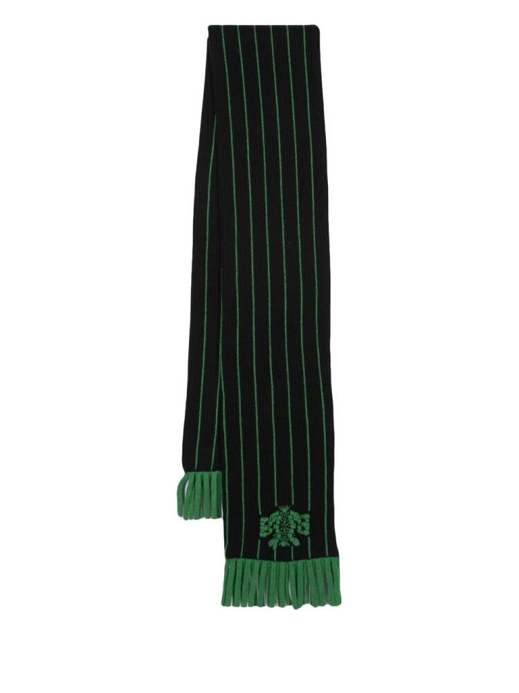 Barrie stripe-print logo-crest scarf - Black Cover