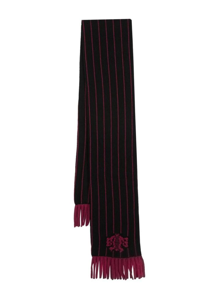 Barrie stripe-print logo-crest scarf - Black Cover