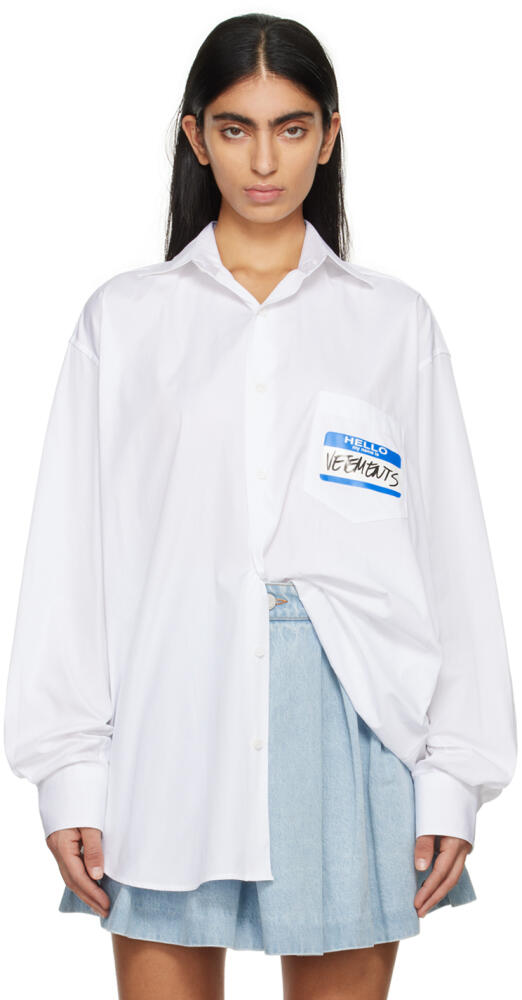 VETEMENTS White 'My Name Is' Shirt Cover