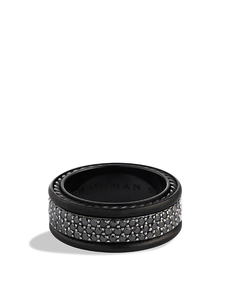 David Yurman Men's Streamline Three-Row Band Ring with Black Diamonds Cover