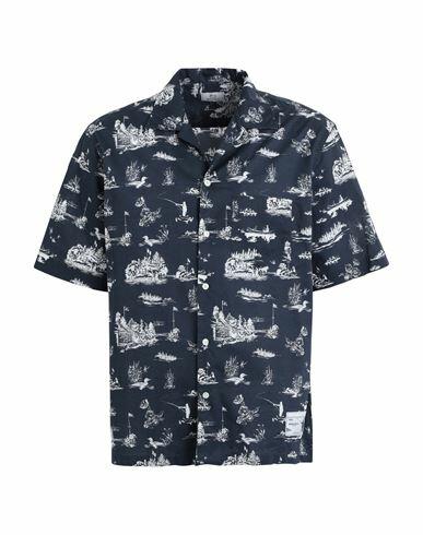 Woolrich Zavikon Ss Shirt Man Shirt Navy blue Cotton Cover