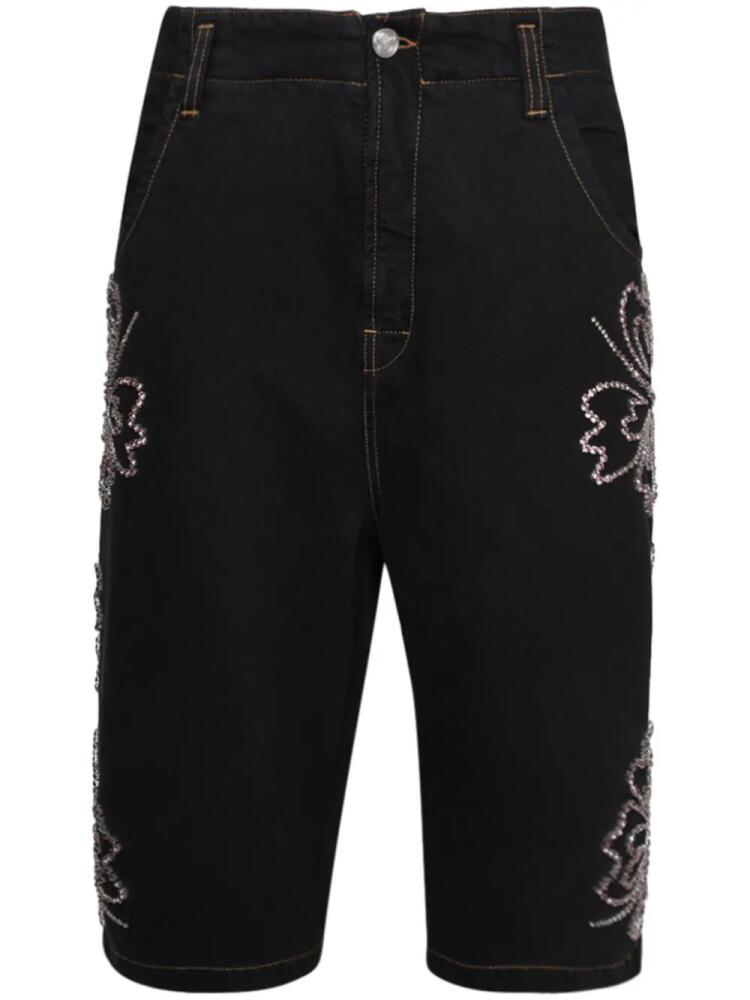 BLUEMARBLE floral-embroidered cotton shorts - Black Cover