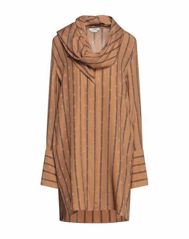 Fendi Woman Mini dress Camel Silk Cover