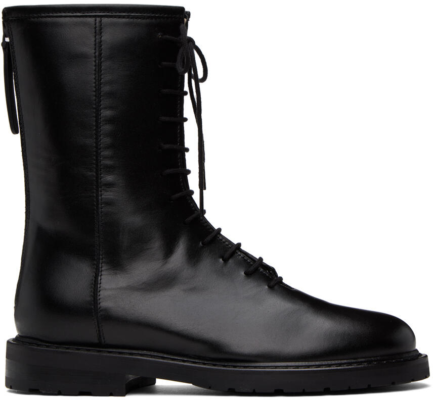 Legres Black Lace-Up Combat Boots Cover