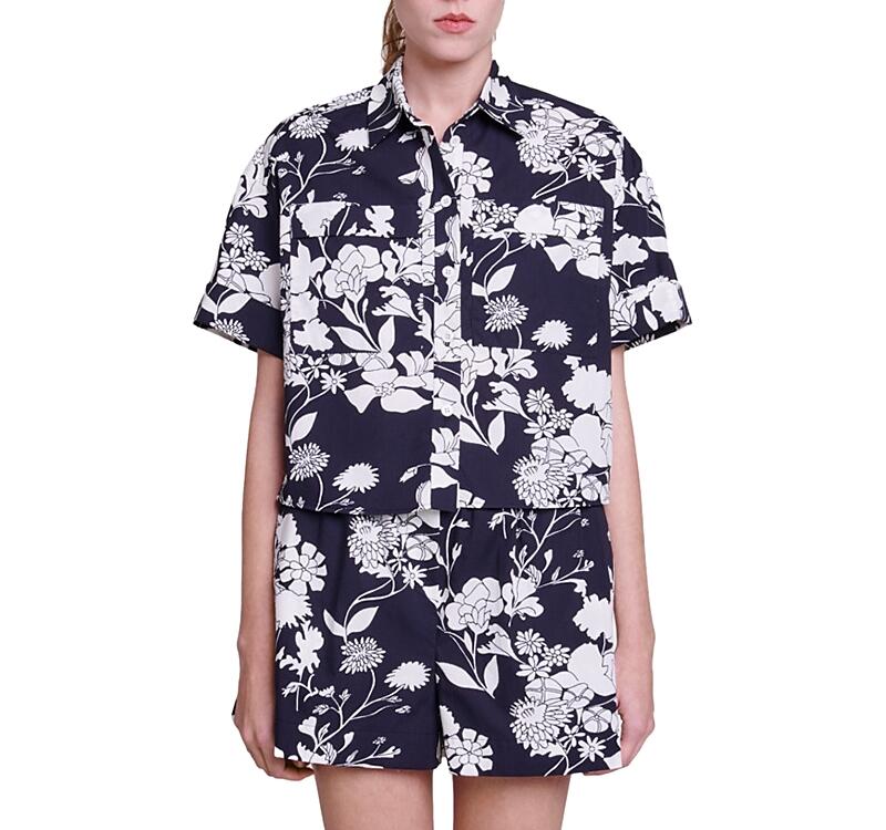 Maje Cifloral Button Up Shirt Cover