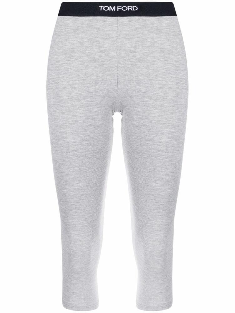 TOM FORD cropped logo-waistband leggings - Grey Cover