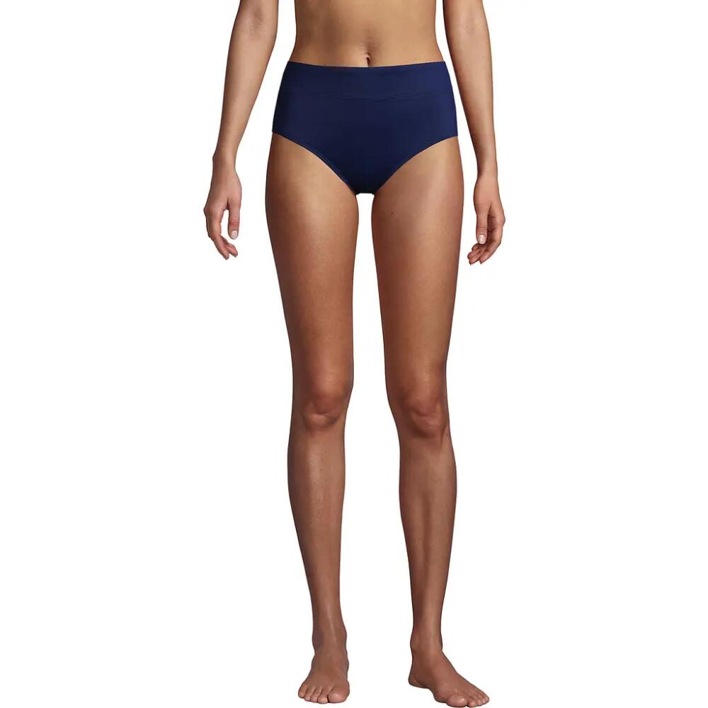 Lands' End Tummy Control High Waisted Bikini Bottoms in Deep Sea Navy Cover