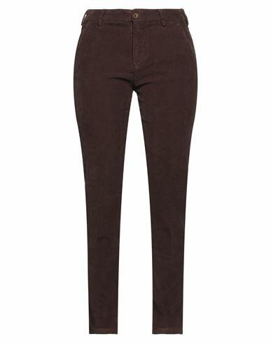 40weft Woman Pants Dark brown Cotton, Elastane Cover