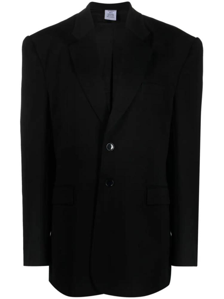 VETEMENTS padded shoulders single-breasted blazer - Black Cover