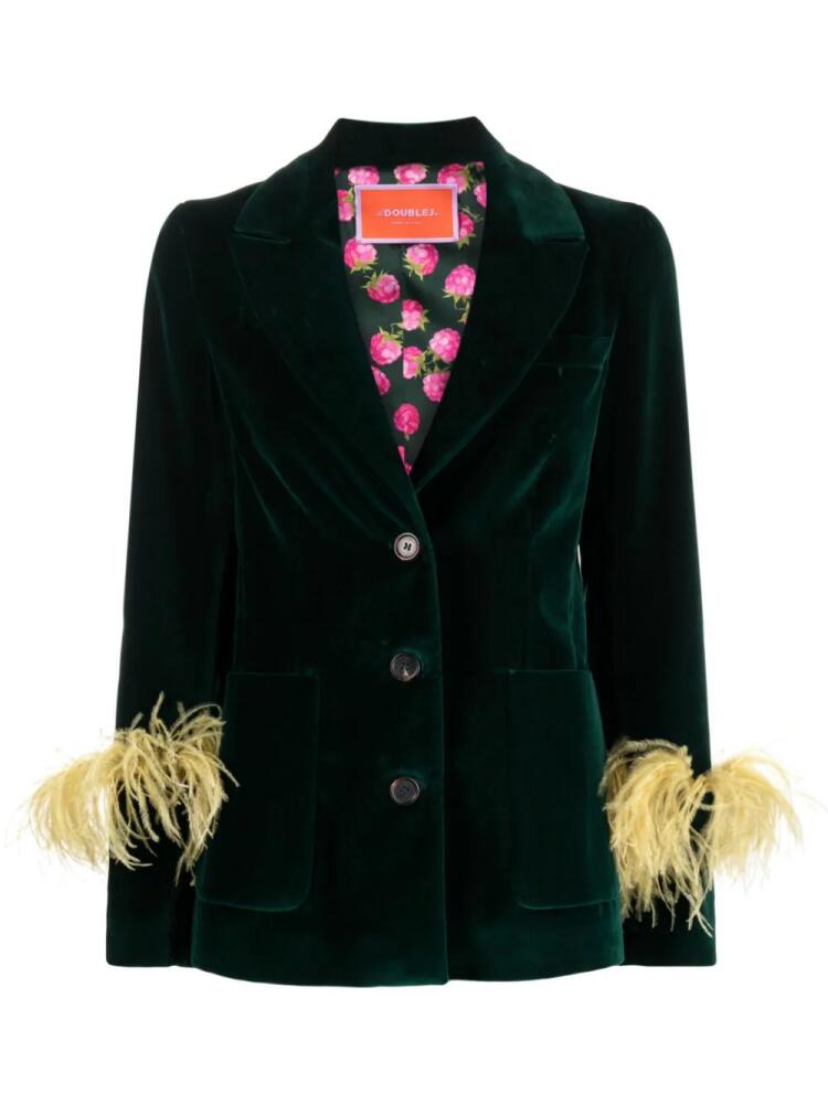 La DoubleJ Keaton feather-detailing blazer - Green Cover