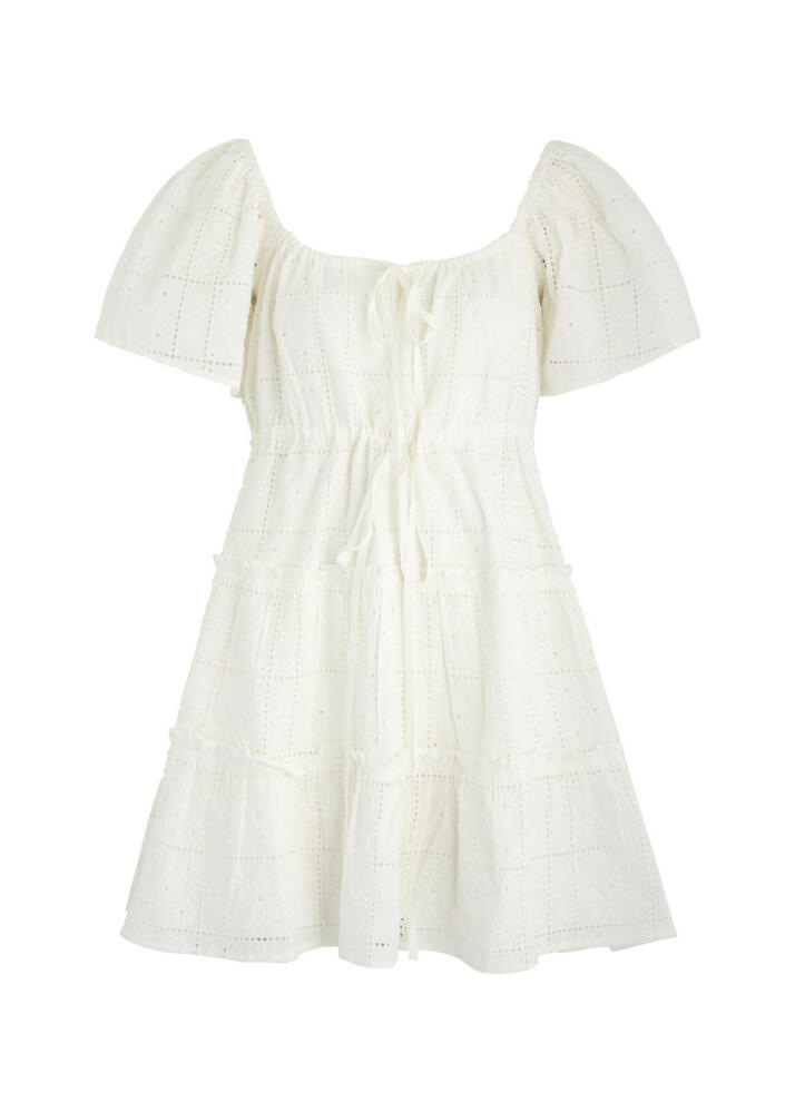 Ganni Broderie Anglaise Cotton Mini Dress - White Cover