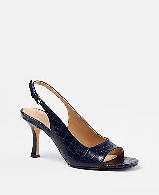 Ann Taylor Embossed Square Toe Slingback Sandals Cover