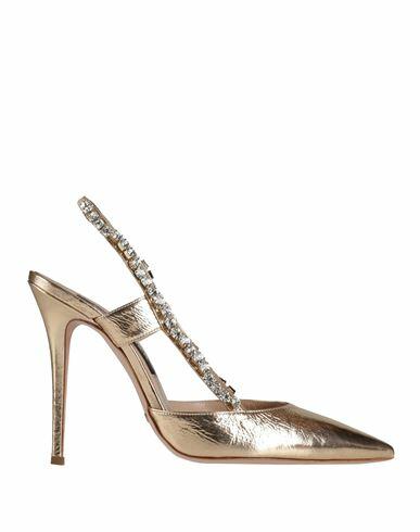 Sebastian Milano Woman Pumps Gold Leather Cover