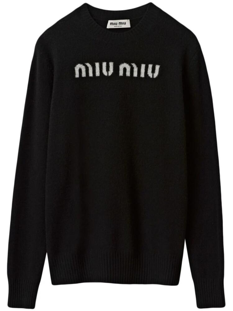 Miu Miu logo-jacquard cashmere jumper - Black Cover