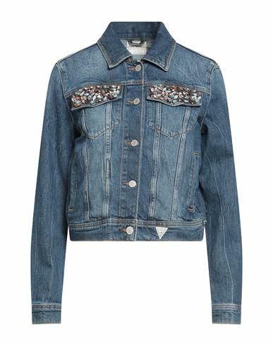 Guess Woman Denim outerwear Blue Cotton, Elastane Cover