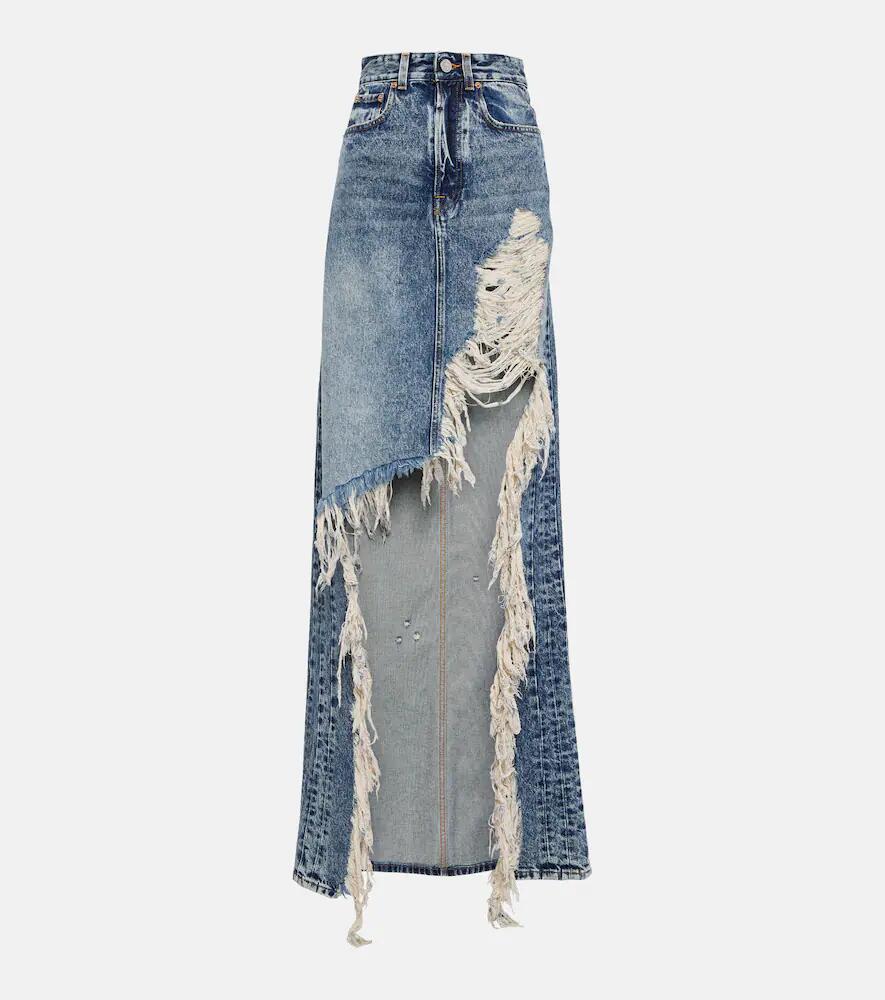 Vetements Distressed denim maxi skirt Cover