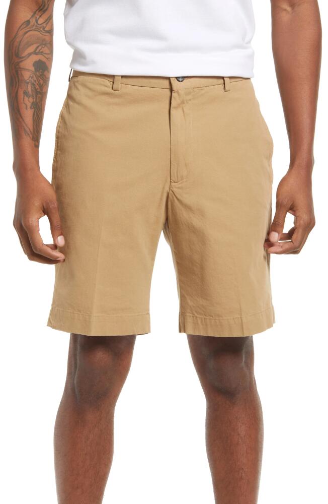 Berle Charleston Khakis Cotton Poplin Flat Front Shorts in Tan Cover