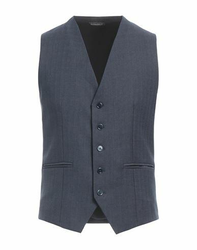 Grey Daniele Alessandrini Man Tailored Vest Midnight blue Polyester, Viscose Cover