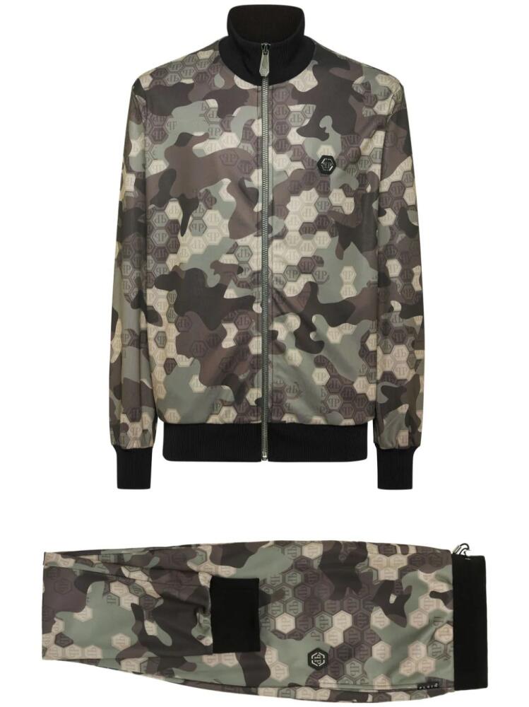 Philipp Plein monogram camouflage-print tracksuit - Green Cover