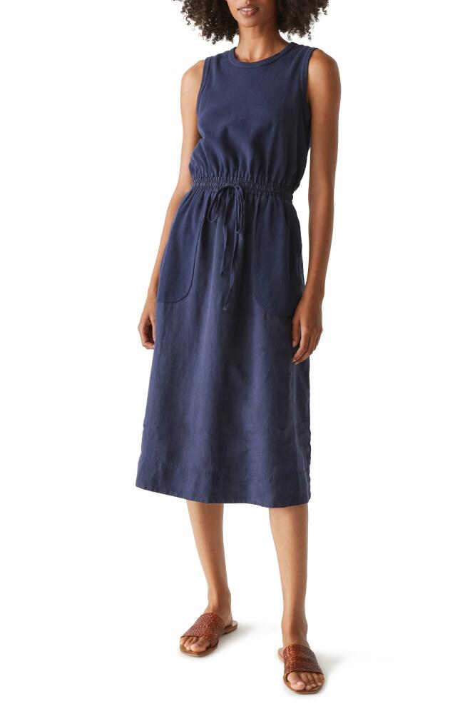 Michael Stars Wilhelmina Stretch Cotton & Linen Midi Tank Dress in Nocturnal Cover