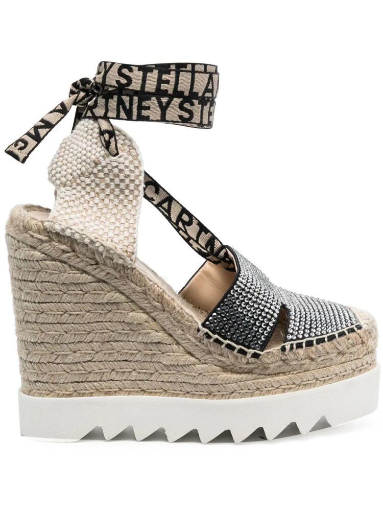 Stella McCartney Gaia crystal-embellished wedge espadrilles - Neutrals Cover