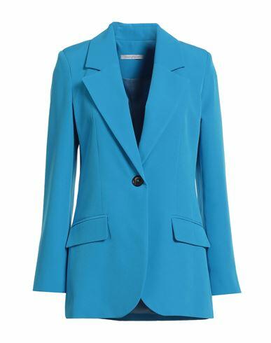 Biancoghiaccio Woman Blazer Azure Polyester, Elastane Cover