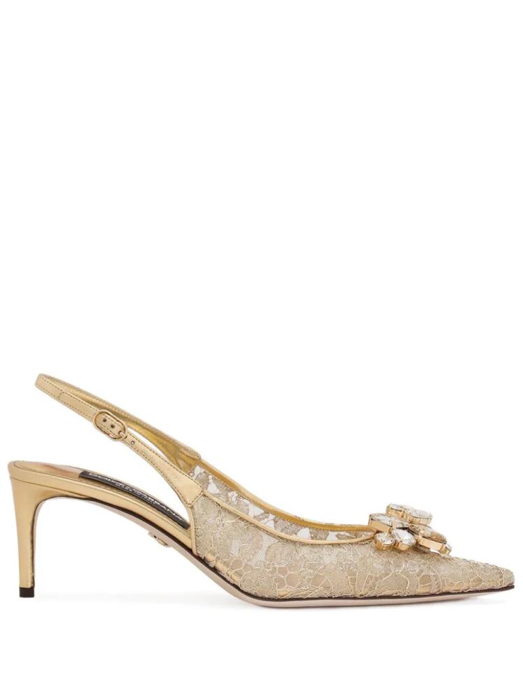 Dolce & Gabbana crystal lace slingback pumps - Neutrals Cover