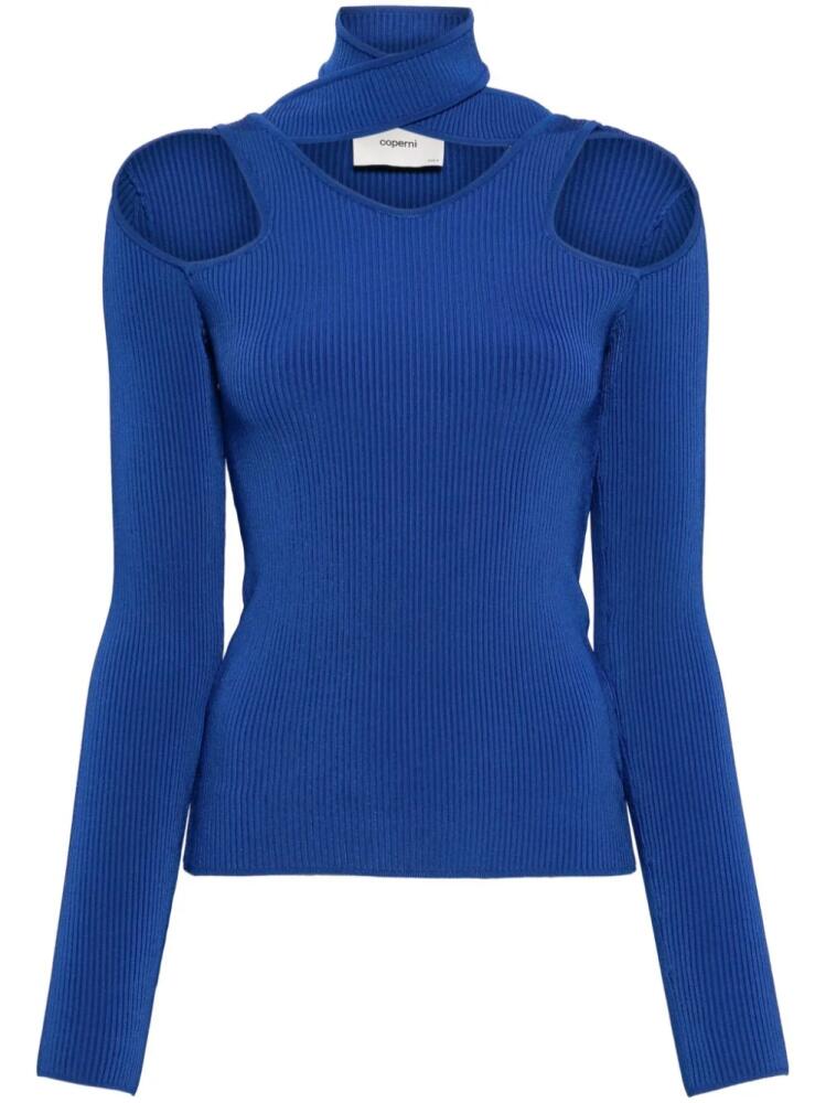 Coperni cut-out ribbed-knit jumper - Blue Cover