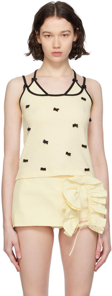 Pushbutton Off-White Ribbon Camisole Cover