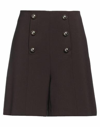 Simona Corsellini Woman Shorts & Bermuda Shorts Dark brown Polyester, Viscose, Cotton, Elastane Cover