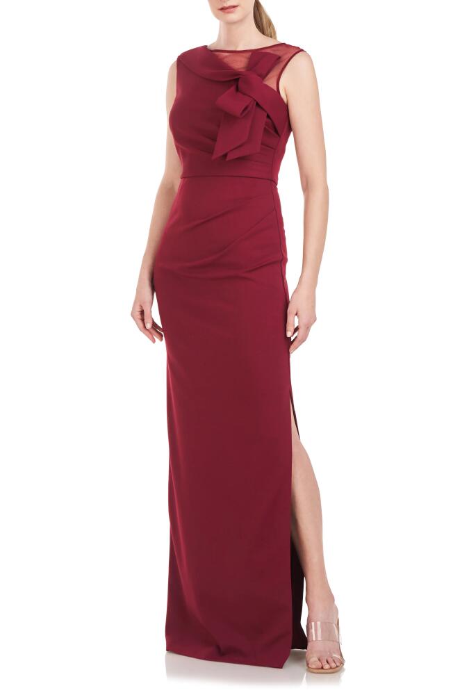 JS Collections Kirsten Bow Neckline Crepe Column Gown in Deep Red Cover