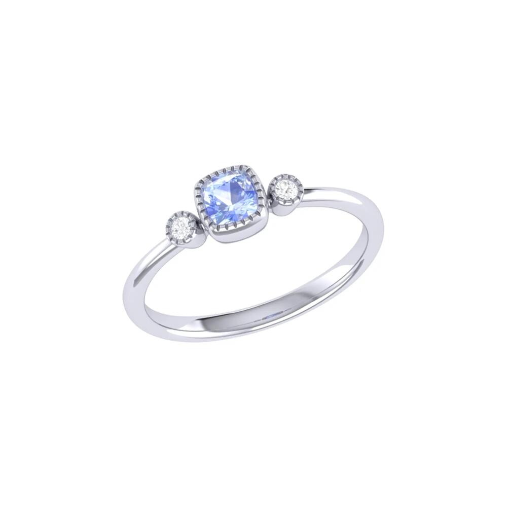 LuvMyJewelry Cushion Cut Tanzanite & Diamond Birthstone Ring in 14K Gold in White Gold Cover