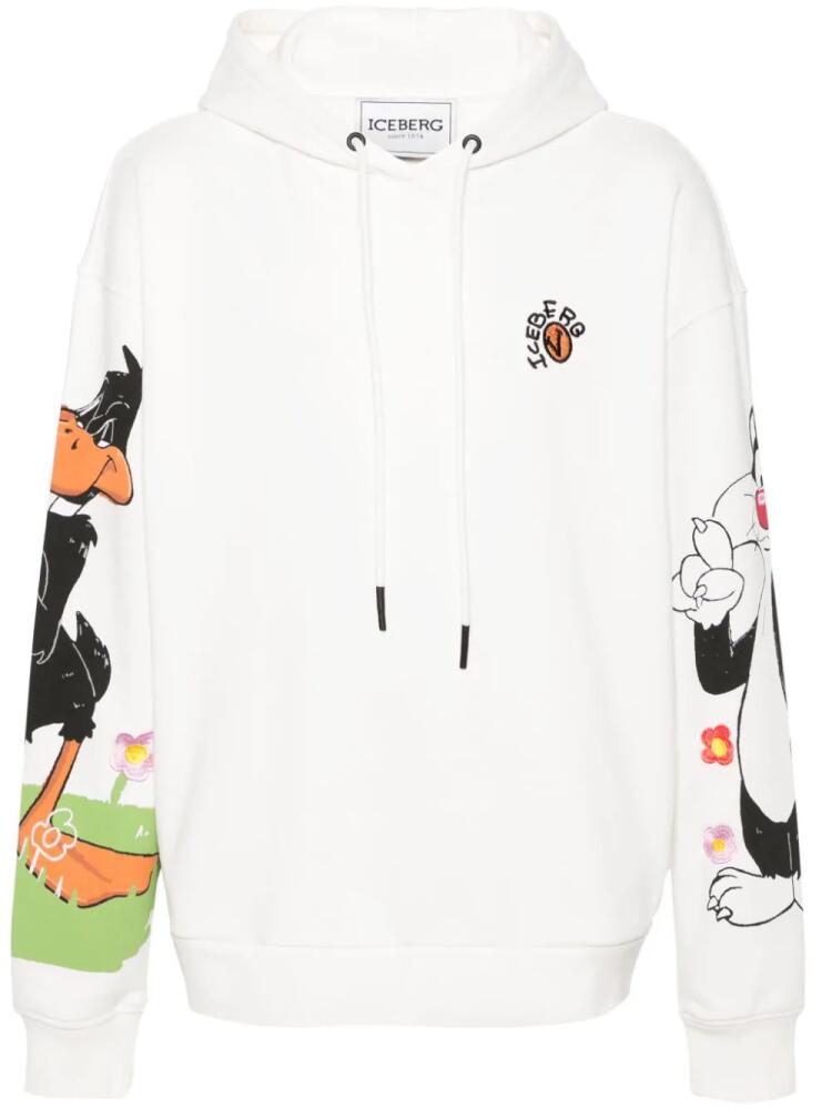 Iceberg illustration-print knitted hoodie - White Cover