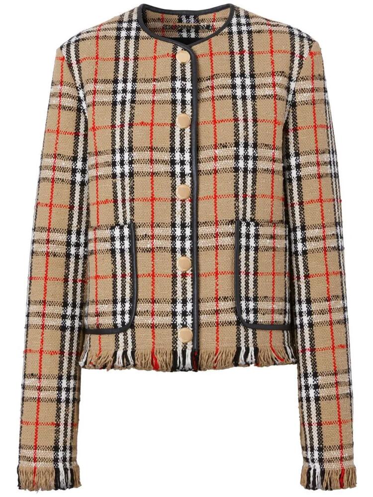 Burberry Vintage-Check Bouclé collarless jacket - Neutrals Cover