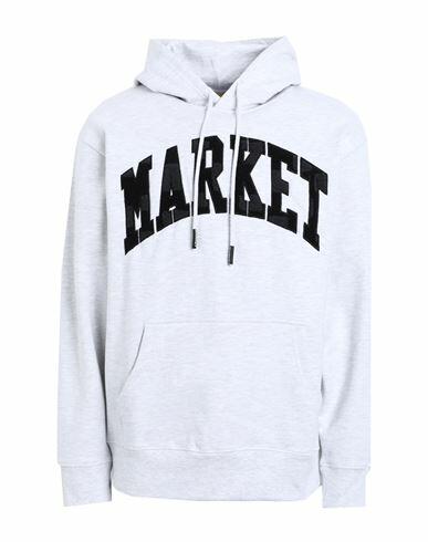 Market Chess Club Applique Fleece Hoodie Man Sweatshirt Light grey Cotton Cover