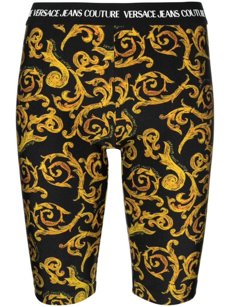 Versace Jeans Couture Sketch Couture-print cycling shorts - Black Cover