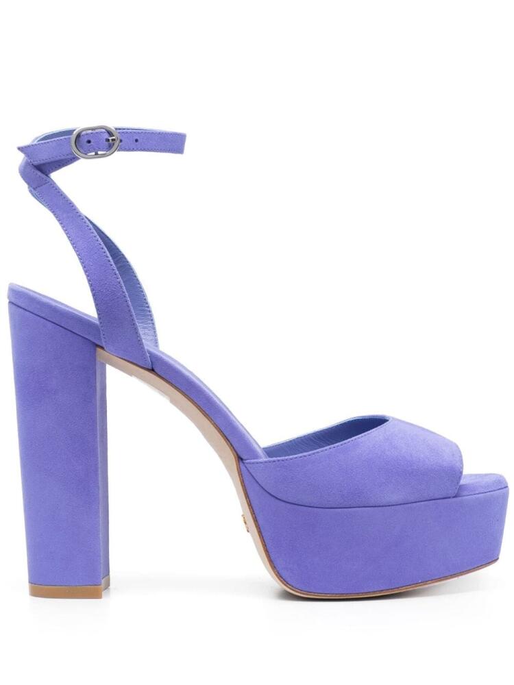 Stuart Weitzman Ryder II 125mm suede platform sandals - Blue Cover