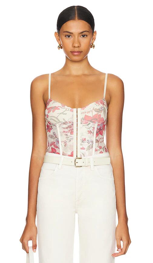 Free People X Intimately FP Printed Night Rhythm Bodysuit in Beige Cover