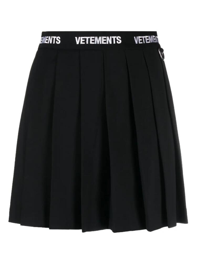 VETEMENTS logo-waistband pleated skirt - Black Cover