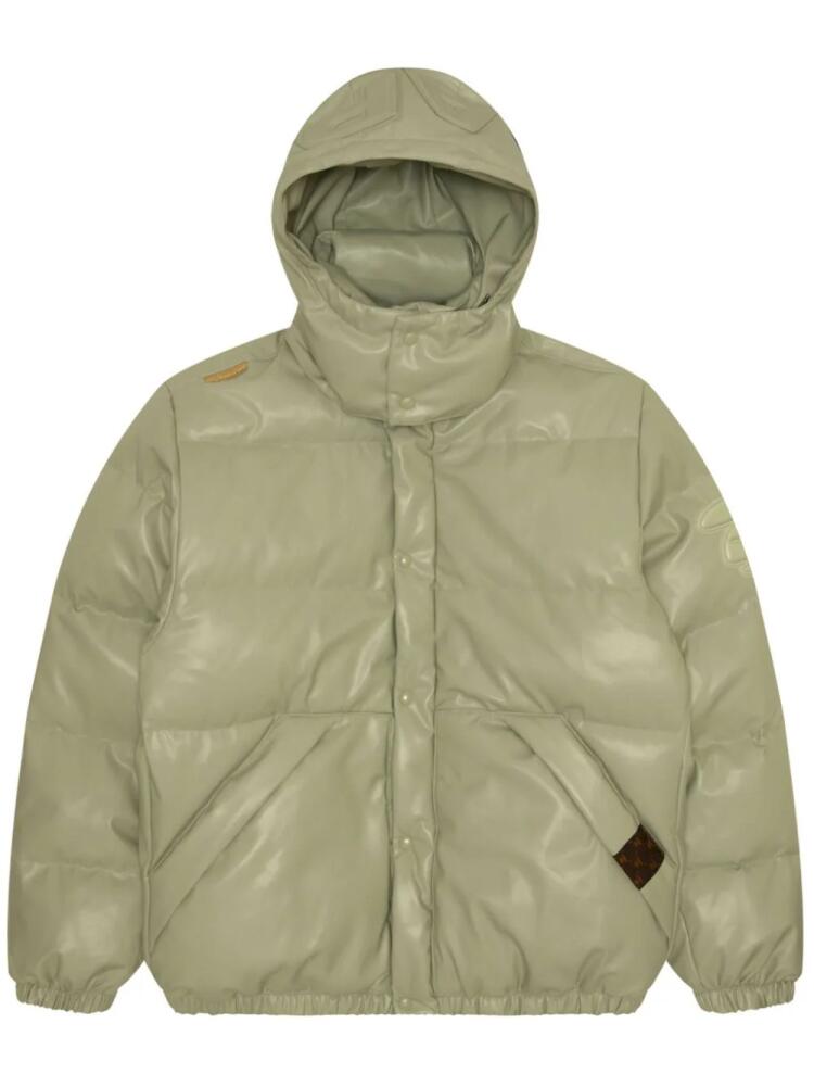 AAPE BY *A BATHING APE® quiled faux-leather down jacket - Neutrals Cover