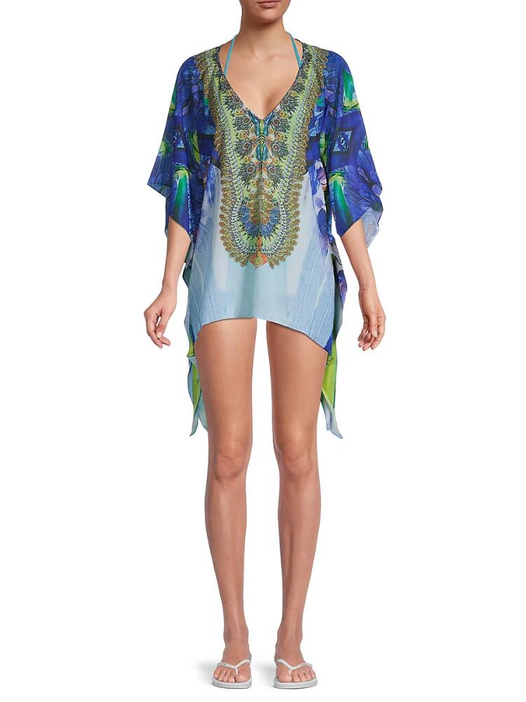 Ranee's Women's Print Mini Caftan Coverup - Blue Cover