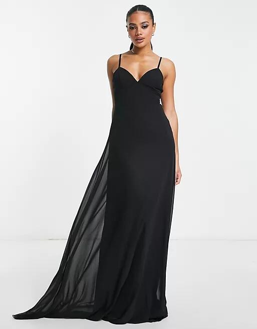 Trendyol overlay maxi dress in black Cover