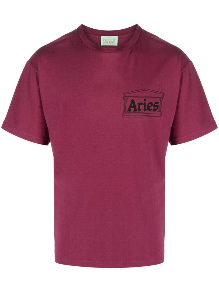 Aries logo-print cotton T-shirt - Pink Cover