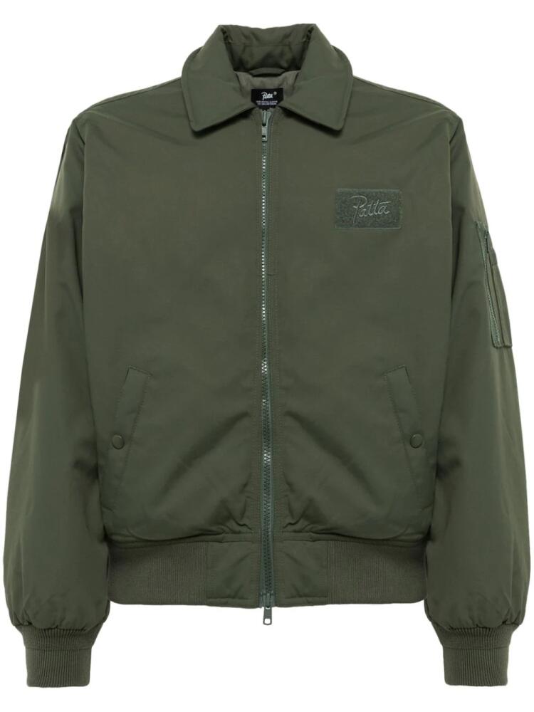 PATTA Jet Bomber logo-patch jacket - Green Cover