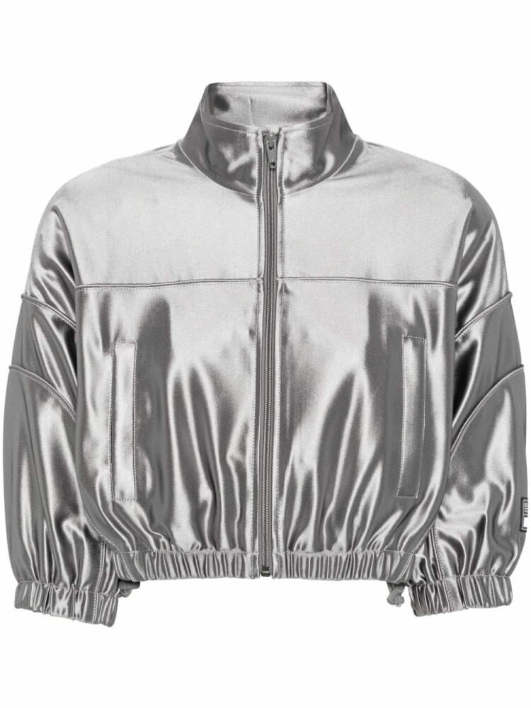 Alexander Wang metallic-finish cropped bomber jacket - Silver Cover