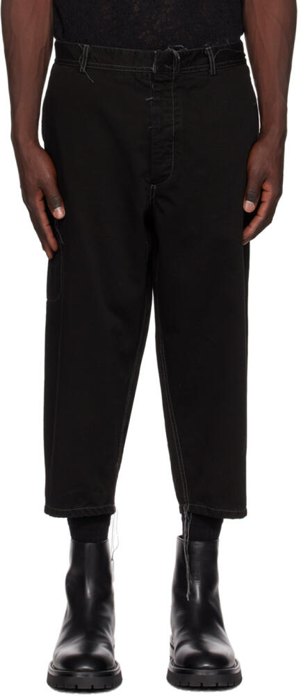 NICOLAS ANDREAS TARALIS Black Loose Thread Trousers Cover