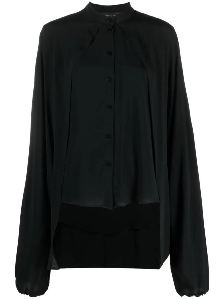 Federica Tosi band-collar silk-blend blouse - Black Cover