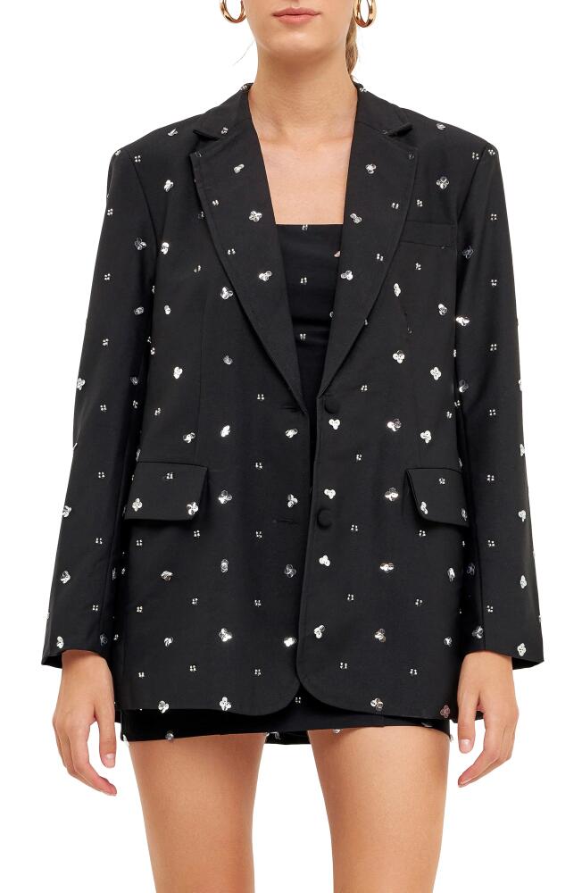 Endless Rose Sequin Floral Embellished Blazer in Black Cover